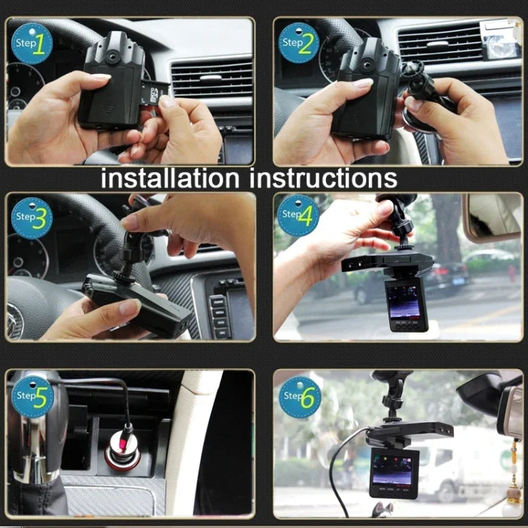 2,5-Zoll-Bildschirm HD-Videorekorder, 6 LED-Leuchten, AVI-Videoformat, SD-Kartenunterstützung, Loop-Aufnahmefunktion (Generalplus-Schema), 2,5 Zoll