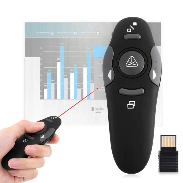 Multimedia-Presenter mit Laserpointer und USB-Empfänger für Beamer / PC / Laptop, Reichweite: 15m, 016