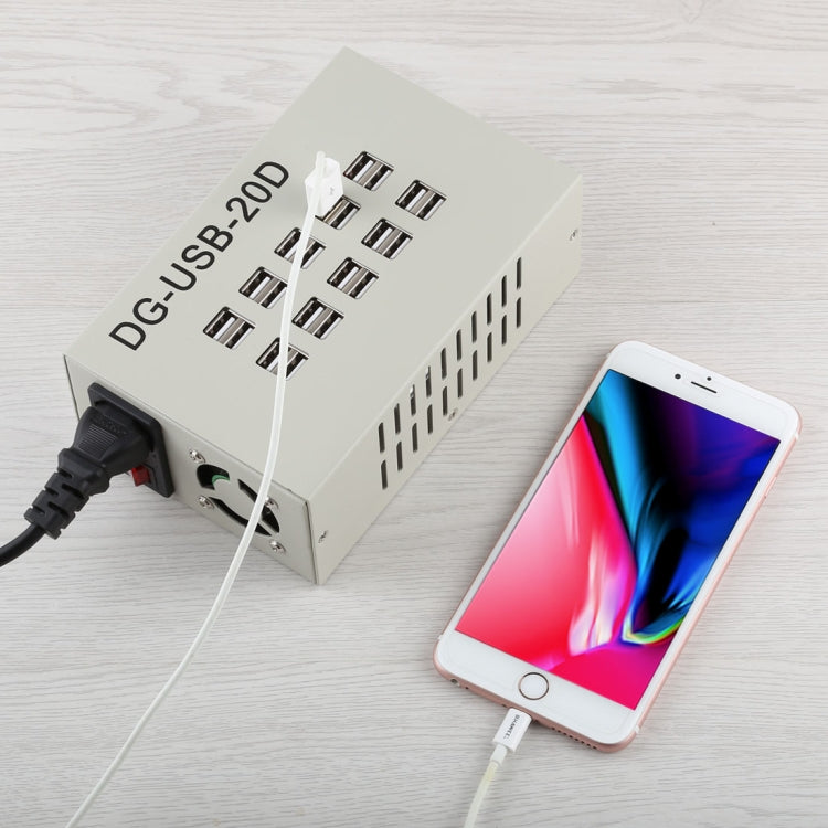 60W 12A 20 USB-Anschlüsse Schnellladegerät Station Reise Desktop Ladegerät Netzadapter