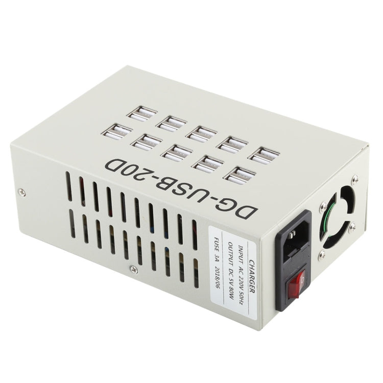 60W 12A 20 USB-Anschlüsse Schnellladegerät Station Reise Desktop Ladegerät Netzadapter