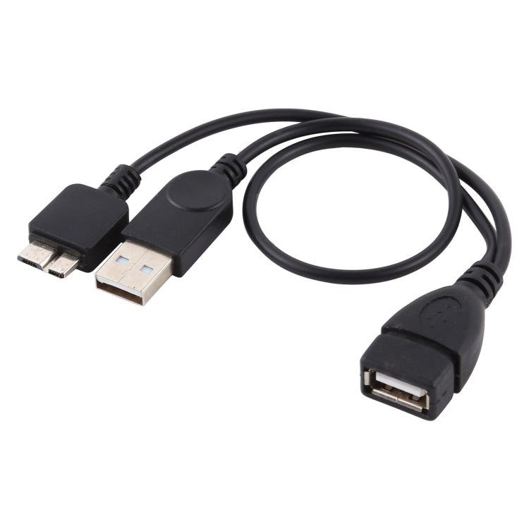 USB 2.0 AF auf Micro-B + USB 2.0 OTG Kabel für Samsung Galaxy Note III / N9000, mit Stromversorgung, Länge: 24cm (Schwarz)