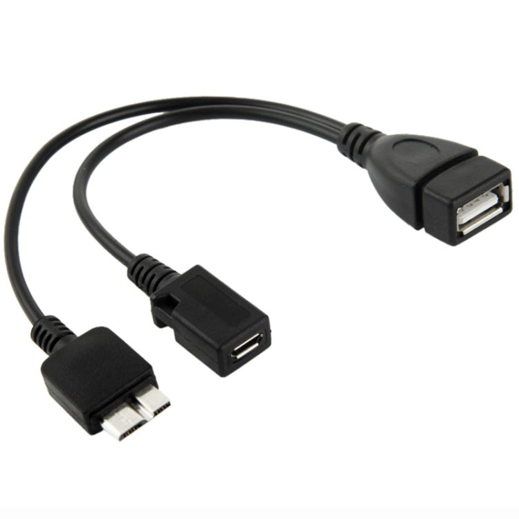 USB-A-Buchse-zu-Micro-USB 3.0- + Micro-USB 2.0-Kabel für Galaxy Note III / N9000, Länge: 20 cm (Schwarz)