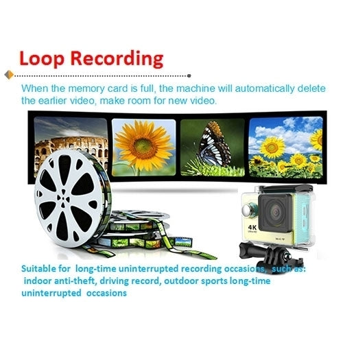 H9 4K Ultra HD1080P 12MP 2 Zoll LCD-Bildschirm WiFi Sportkamera, 170 Grad Weitwinkelobjektiv, 30m wasserdicht, H9 4K (Gelb), H9 4K (Weiß), H9 4K (Silber), H9 4K (Blau), H9 4K (Gold), H9 4K (Pink), H9 4K (Schwarz)
