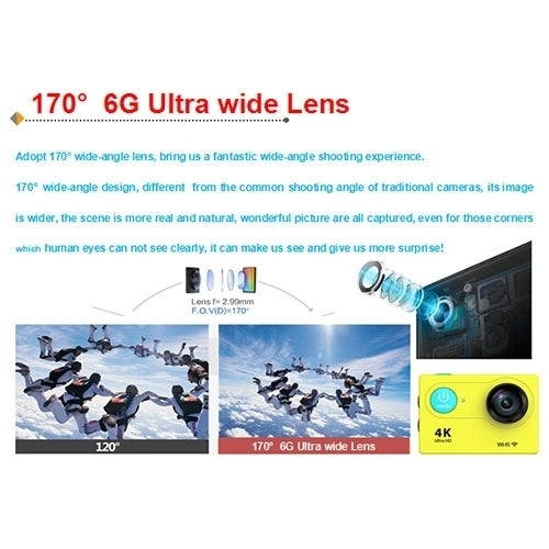H9 4K Ultra HD1080P 12MP 2 Zoll LCD-Bildschirm WiFi Sportkamera, 170 Grad Weitwinkelobjektiv, 30m wasserdicht, H9 4K (Gelb), H9 4K (Weiß), H9 4K (Silber), H9 4K (Blau), H9 4K (Gold), H9 4K (Pink), H9 4K (Schwarz)
