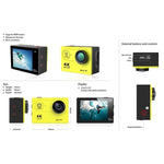 H9 4K Ultra HD1080P 12MP 2 Zoll LCD-Bildschirm WiFi Sportkamera, 170 Grad Weitwinkelobjektiv, 30m wasserdicht, H9 4K (Gelb), H9 4K (Weiß), H9 4K (Silber), H9 4K (Blau), H9 4K (Gold), H9 4K (Pink), H9 4K (Schwarz)