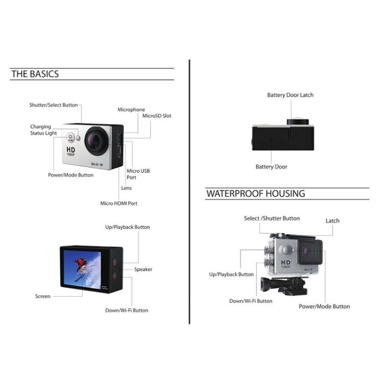H9 4K Ultra HD1080P 12MP 2 Zoll LCD-Bildschirm WiFi Sportkamera, 170 Grad Weitwinkelobjektiv, 30m wasserdicht, H9 4K (Gelb), H9 4K (Weiß), H9 4K (Silber), H9 4K (Blau), H9 4K (Gold), H9 4K (Pink), H9 4K (Schwarz)
