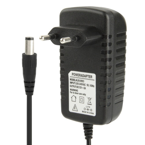 Hochwertiger AC 100-240V zu DC 12V 2A Stromadapter, Spitzen: 5.5 x 2.1mm, Kabellänge: 1m, EU Stecker DC 12V 2A, US Stecker DC 12V 2A