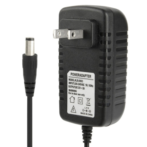 Hochwertiger AC 100-240V zu DC 12V 2A Stromadapter, Spitzen: 5.5 x 2.1mm, Kabellänge: 1m, EU Stecker DC 12V 2A, US Stecker DC 12V 2A