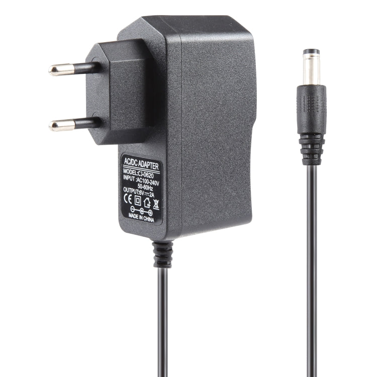 EU Stecker AC 100-240V zu DC 6V 2A Stromadapter, Spitzen: 5.5 x 2.1mm, Kabellänge: 1.1m, EU Stecker DC 6V 2A