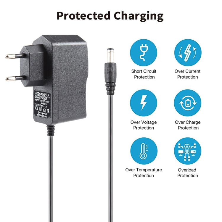 EU Stecker AC 100-240V zu DC 6V 2A Stromadapter, Spitzen: 5.5 x 2.1mm, Kabellänge: 1.1m, EU Stecker DC 6V 2A