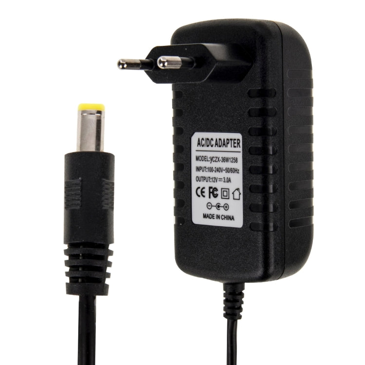 EU-Stecker AC 100-240V zu DC 12V 3A Netzadapter, Spitzen: 5,5 x 2,1mm, Kabellänge: ca. 1,2m, EU-Stecker DC 12V 3A