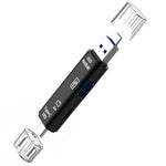 D-188 3-in-1 TF- & USB-zu-Micro-USB- & Typ-C-Kartenleser-OTG-Adapter