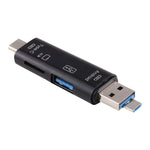 D-188 3-in-1 TF- & USB-zu-Micro-USB- & Typ-C-Kartenleser-OTG-Adapter