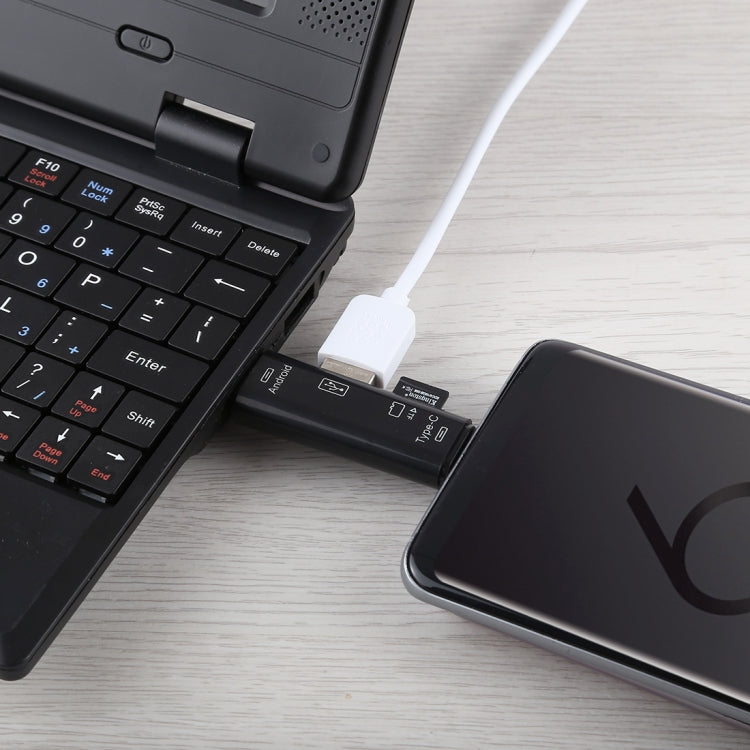 D-188 3-in-1 TF- & USB-zu-Micro-USB- & Typ-C-Kartenleser-OTG-Adapter