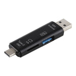 D-188 3-in-1 TF- & USB-zu-Micro-USB- & Typ-C-Kartenleser-OTG-Adapter