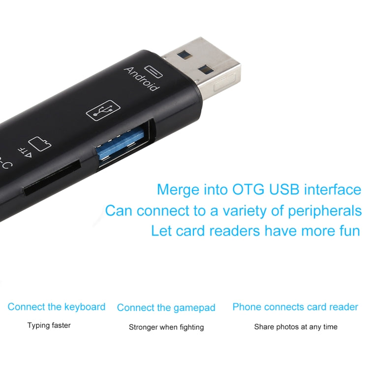 D-188 3-in-1 TF- & USB-zu-Micro-USB- & Typ-C-Kartenleser-OTG-Adapter