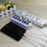 7 Ports USB-Hub 2.0 USB-Splitter Hochgeschwindigkeit 480Mbps mit EIN/AUS-Schalter / 7 LEDs, 7 Ports (Weiß), 7 Ports (Schwarz)