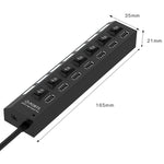 7 Ports USB-Hub 2.0 USB-Splitter Hochgeschwindigkeit 480Mbps mit EIN/AUS-Schalter / 7 LEDs, 7 Ports (Weiß), 7 Ports (Schwarz)
