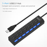 7 Ports USB-Hub 2.0 USB-Splitter Hochgeschwindigkeit 480Mbps mit EIN/AUS-Schalter / 7 LEDs, 7 Ports (Weiß), 7 Ports (Schwarz)
