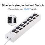 7 Ports USB-Hub 2.0 USB-Splitter Hochgeschwindigkeit 480Mbps mit EIN/AUS-Schalter / 7 LEDs, 7 Ports (Weiß), 7 Ports (Schwarz)
