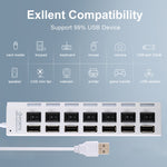 7 Ports USB-Hub 2.0 USB-Splitter Hochgeschwindigkeit 480Mbps mit EIN/AUS-Schalter / 7 LEDs, 7 Ports (Weiß), 7 Ports (Schwarz)