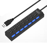 7 Ports USB-Hub 2.0 USB-Splitter Hochgeschwindigkeit 480Mbps mit EIN/AUS-Schalter / 7 LEDs, 7 Ports (Weiß), 7 Ports (Schwarz)