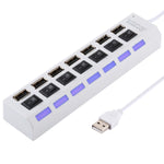 7 Ports USB-Hub 2.0 USB-Splitter Hochgeschwindigkeit 480Mbps mit EIN/AUS-Schalter / 7 LEDs, 7 Ports (Weiß), 7 Ports (Schwarz)