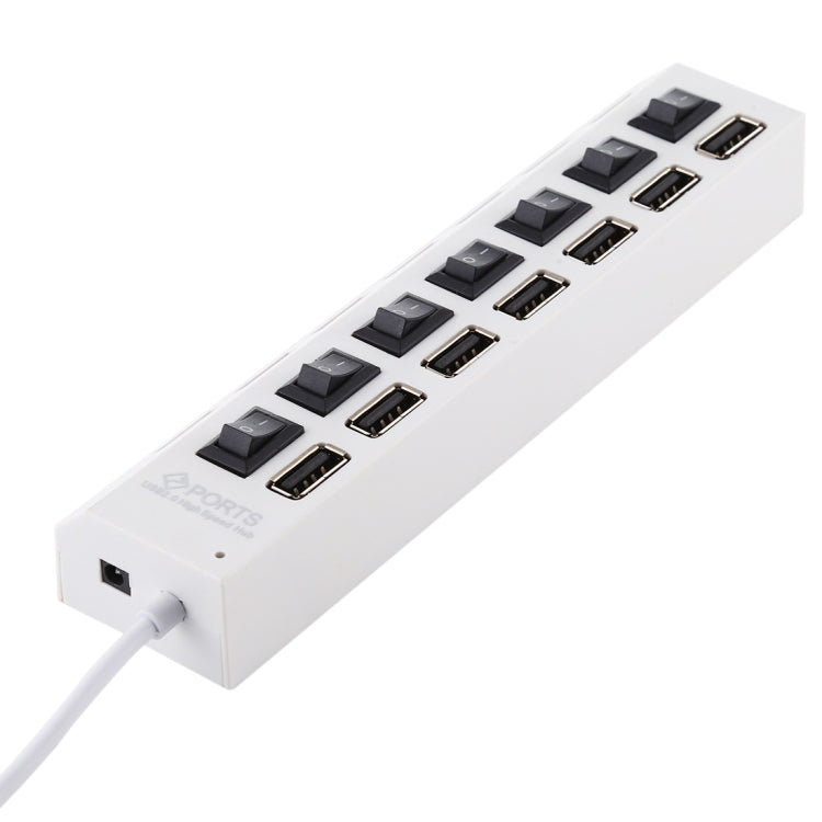 7 Ports USB-Hub 2.0 USB-Splitter Hochgeschwindigkeit 480Mbps mit EIN/AUS-Schalter / 7 LEDs, 7 Ports (Weiß), 7 Ports (Schwarz)