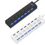 7 Ports USB-Hub 2.0 USB-Splitter Hochgeschwindigkeit 480Mbps mit EIN/AUS-Schalter / 7 LEDs, 7 Ports (Weiß), 7 Ports (Schwarz)