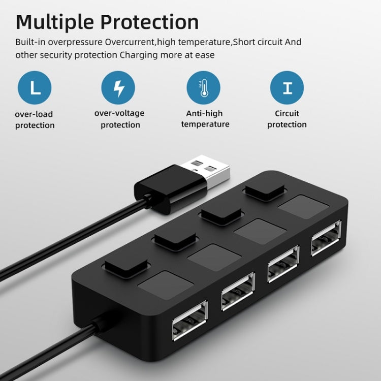4 Ports USB 2.0 HUB mit 4 Schaltern, 4 Ports mit 4 Schaltern (Schwarz), 4 Ports mit 4 Schaltern (Weiß)
