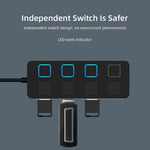 4 Ports USB 2.0 HUB mit 4 Schaltern, 4 Ports mit 4 Schaltern (Schwarz), 4 Ports mit 4 Schaltern (Weiß)