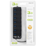 7-Port-USB-3.0-Hub mit einzelnen Schaltern für jeden Datenübertragungsport, 7 Ports (Schwarz)