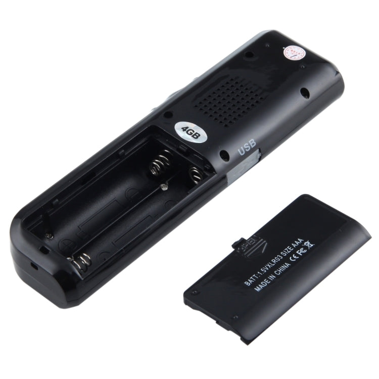 4GB Digitaler Sprachrekorder Diktiergerät MP3-Player, unterstützt Telefonaufzeichnung, VOX-Funktion (Schwarz)