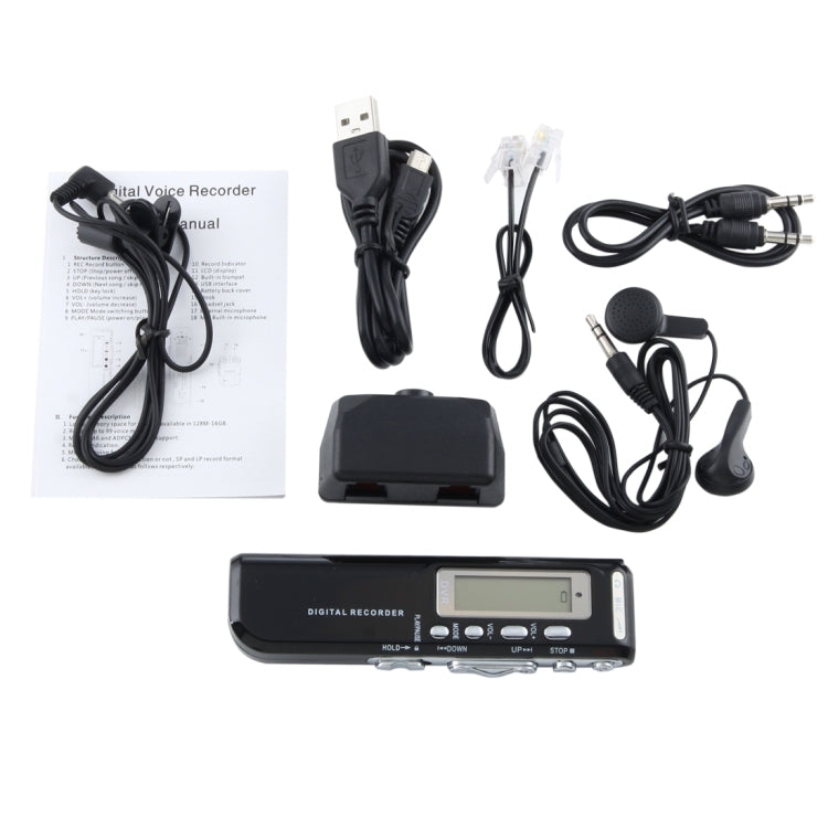 4GB Digitaler Sprachrekorder Diktiergerät MP3-Player, unterstützt Telefonaufzeichnung, VOX-Funktion (Schwarz)