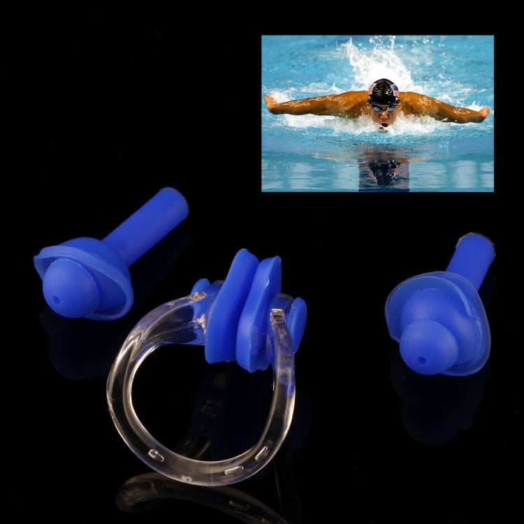Weiche Silikon Schwimm-Nasenklammer und Ohrstöpsel Set Ohrstöpsel, Zufällige Farblieferung, Ohrstöpsel Set, Ohrstöpsel Set (Blau)