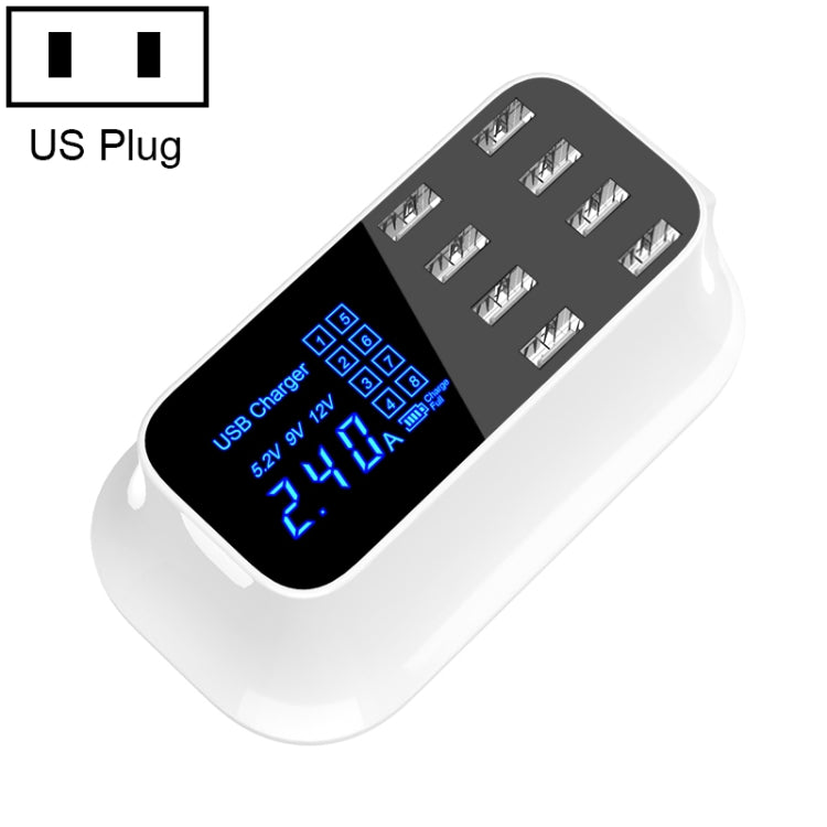 YC-CDA19A 8-Port USB Multifunktions 40W Intelligentes Digitalanzeige Schnelllade-Dock, UK-Stecker, SAS1049A, SAS1049B, SAS1049C