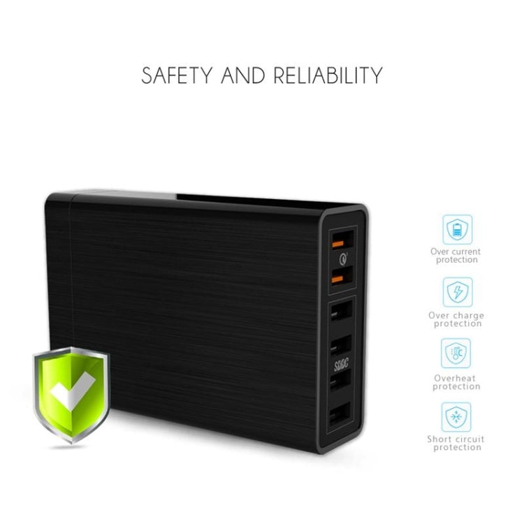 VEDFUN TurboCube D620 Sechs Anschlüsse Quick Charge 3.0 + SDDC Technologie USB-Ladegerät, EU/US/UK Stecker