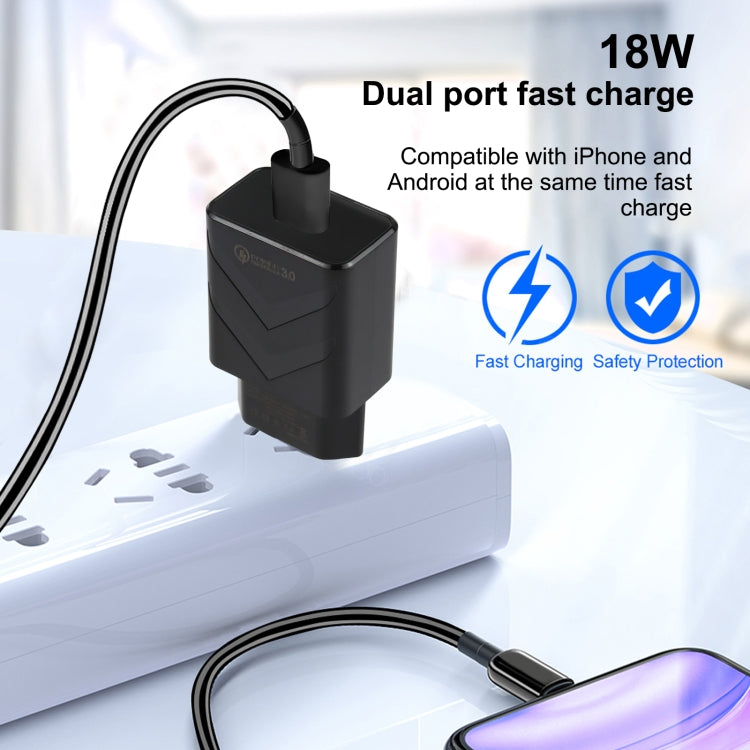 LZ-715 18W QC3.0 USB-Schnellladegerät mit Einzelanschluss, EU-Stecker