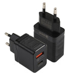 LZ-728 QC 3.0 USB + PD 20W USB-C / Type-C Schnellreise-Ladegerät, EU-Stecker