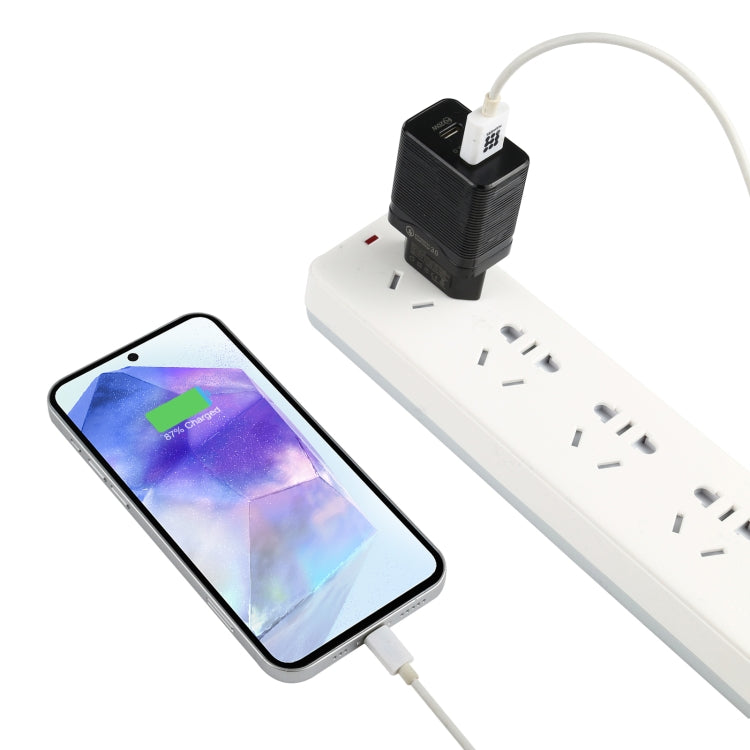 LZ-728 QC 3.0 USB + PD 20W USB-C / Type-C Schnellreise-Ladegerät, EU-Stecker