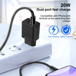 LZ-728 QC 3.0 USB + PD 20W USB-C / Type-C Schnellreise-Ladegerät, EU-Stecker