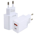 LZ-728 QC 3.0 USB + PD 20W USB-C / Type-C Schnellreise-Ladegerät, EU-Stecker