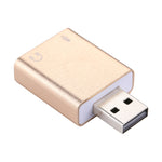 Aluminiumgehäuse 3,5mm Klinke externe USB-Soundkarte HIFI Magic Voice 7.1 Kanal Adapter Treiberfrei für Computer, Desktop, Lautsprecher, Headset, Mikrofon, Aluminium 7.1 Kanal Gold