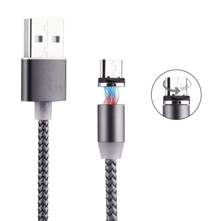 360-Grad-Drehung 1m Geflochtener Micro USB zu USB 2.0 Starkes Magnetisches Ladekabel mit LED-Anzeige