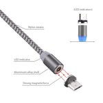 360-Grad-Drehung 1m Geflochtener Micro USB zu USB 2.0 Starkes Magnetisches Ladekabel mit LED-Anzeige