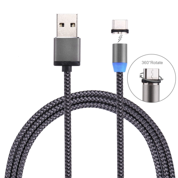 360-Grad-Drehung 1m Geflochtener USB-C / Typ-C zu USB 2.0 Starkes Magnetisches Ladekabel mit LED-Anzeige