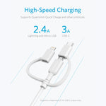 ANKER 3-in-1 8 Pin + Micro USB + USB-C / Type-C Schnittstelle MFI-zertifiziertes Datenkabel