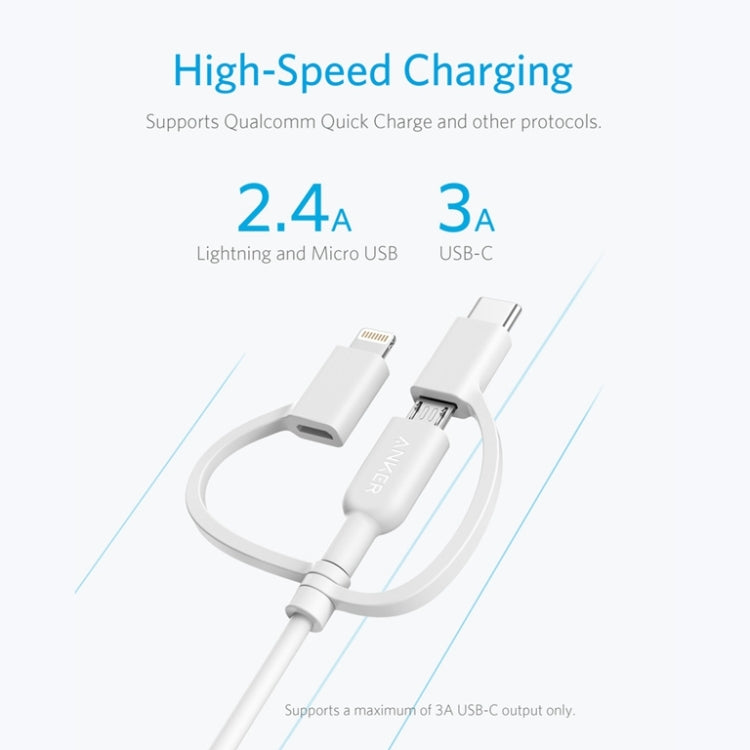 ANKER 3-in-1 8 Pin + Micro USB + USB-C / Type-C Schnittstelle MFI-zertifiziertes Datenkabel