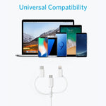 ANKER 3-in-1 8 Pin + Micro USB + USB-C / Type-C Schnittstelle MFI-zertifiziertes Datenkabel
