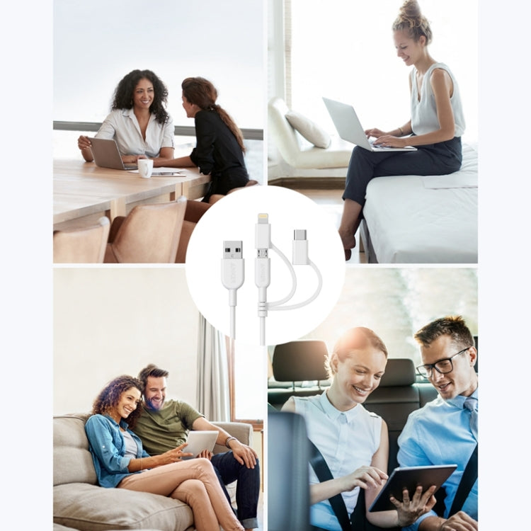 ANKER 3-in-1 8 Pin + Micro USB + USB-C / Type-C Schnittstelle MFI-zertifiziertes Datenkabel